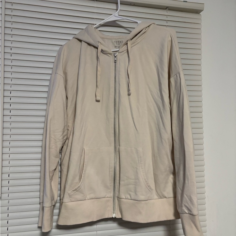 Time and Tru Cream Zip-Up Hoodie
